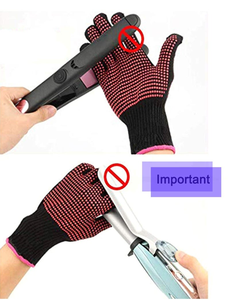 AFT90 Heat Resistant Glove for Hair Styling, Curling Iron, Flat Iron and Curling Wand, Pink Edge, Silicone Bump, 1 Piece - Image 4